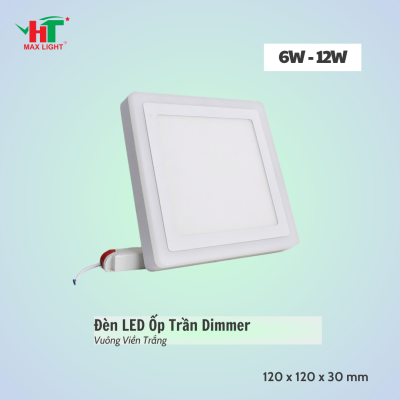 Đèn LED Ốp Trần Vuông Dimmer Trắng