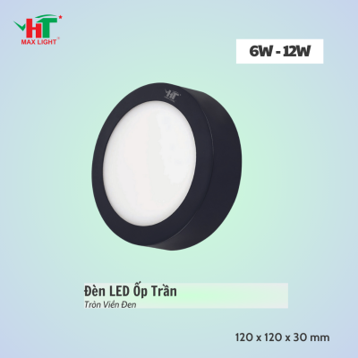 Đèn LED Ốp Trần Tròn Viền Đen