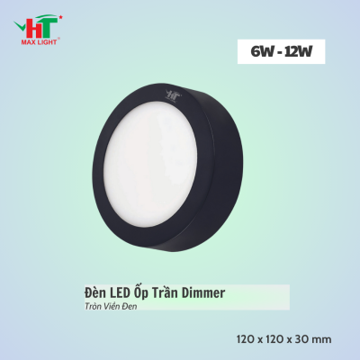 Đèn LED Ốp Trần Tròn Viền Đen Dimmer