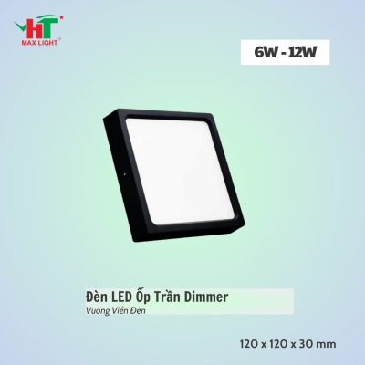 Đèn LED Ốp Trần Vuông Viền Đen Dimmer